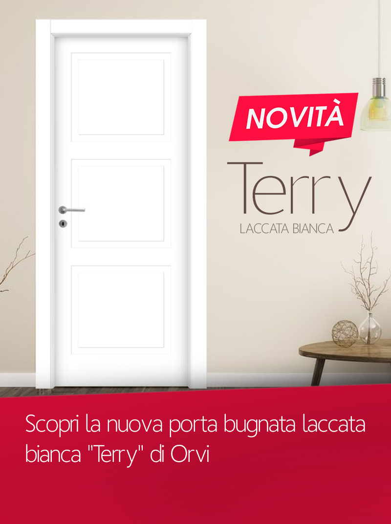 Porta laccata bianca a tre bugne modello Terry